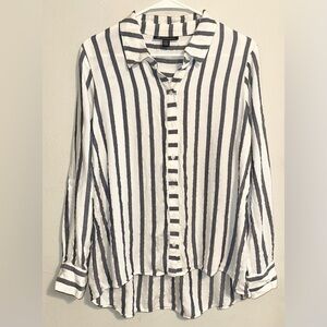 INC International Concepts Blue and White Striped Button Down Shirt